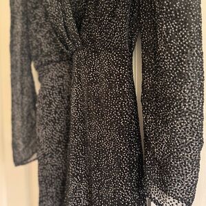 ba&sh Black Maxi Dress with White Dot Print